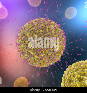Antikörper attackieren Viruspartikeln, Abbildung Stockfoto