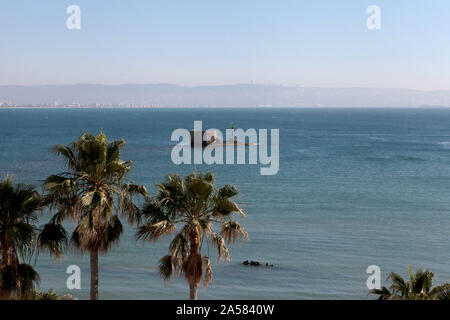 Panoramablick auf die Skyline der Stadt von Akko, Israel, an der Mittelmeerküste im Nordwesten, auch bekannt als Akko oder Akka Stockfoto