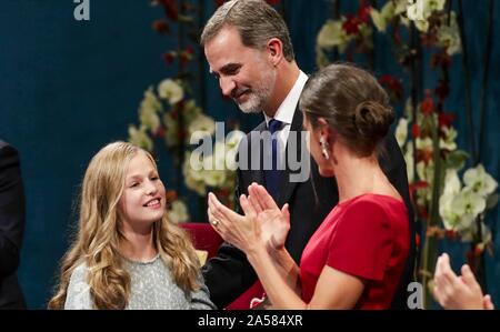 Oviedo, Spanien. Okt, 2019 18. Die Prinzessin von Asturien Leonor de Borbón während der Lieferung der Prinzessin von Asturien Awards 2019 in Oviedo, am Freitag, 18. Oktober 2019. Credit: CORDON PRESSE/Alamy leben Nachrichten Stockfoto