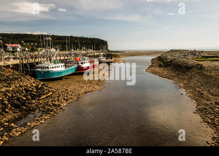 Hafen & Boote bei Ebbe Alma, New Brunswick, CA Stockfoto