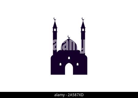 Moschee muslim silhouette Symbol. Islamische masjid Schablone religiöse Vorlage auf weißem Hintergrund. Vektor moslemischen Abbildung Stock Vektor