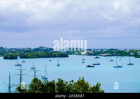 Segelschiff Picton Castle in den Hafen von St. Georges, Bermuda. Stockfoto