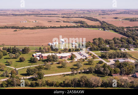Luftbild von Malvern, Mills County, Iowa, USA. Stockfoto