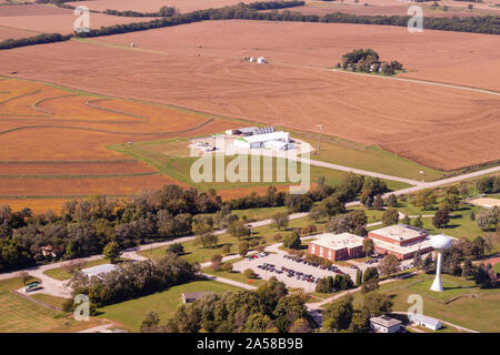 Luftbild von Malvern, Mills County, Iowa, USA. Stockfoto