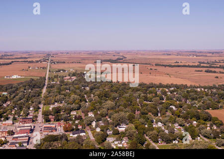 Luftbild von Malvern, Mills County, Iowa, USA. Stockfoto