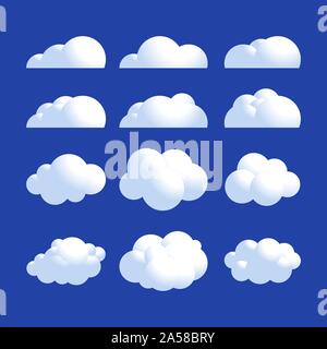 Vektor Flauschige realistische cloud Icon Set. / Sky wetter Abbildung panorama sauber Vektor isoliert. Cloudscape und Cloud Natur flauschige in der Luft. Stock Vektor