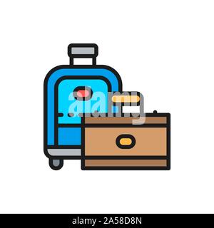 Reisetaschen, Koffer flachbild Color Line Symbol. Stock Vektor