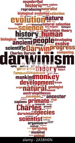 Darwinismus Wort cloud Konzept. Collage aus Worten über den Darwinismus. Vector Illustration Stock Vektor