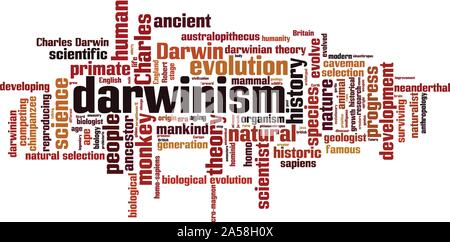 Darwinismus Wort cloud Konzept. Collage aus Worten über den Darwinismus. Vector Illustration Stock Vektor