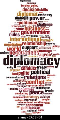Diplomatie Wort cloud Konzept. Collage aus Worte über Diplomatie. Vector Illustration Stock Vektor
