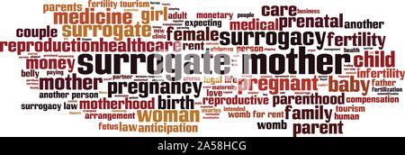 Leihmutter Wort cloud Konzept. Collage aus Worte über Leihmutter. Vector Illustration Stock Vektor