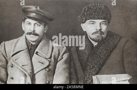 Foto Portrait von Joseph Stalin und Wladimir Lenin. Stockfoto