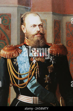 Porträt Seiner Majestät russischen Kaiser Alexander III. Gemälde von einem uknown Künstler. Stockfoto