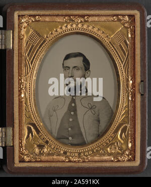 Unbekannter Soldat von Co.F, 23 Massachusetts Infanterieregiment in zouave Einheitliche] / von J. Weiß der Ambrotype und Foto Galerie, 224 Essex Street, (nur eine Treppe), Salem, Masse Stockfoto