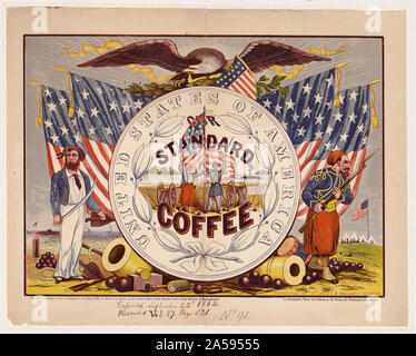 Vereinigte Staaten von Amerika, unser Standard Kaffee/von Kilburn & Mallory, Boston eingraviert. Stockfoto