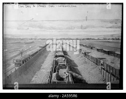 Entladen der Zuckerrüben von Waggons, Loveland, Colorado Stockfoto