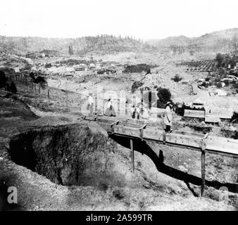 Geschichte Kaliforniens - Stadt der Vulkan und das Tal, Amador County Ca. 1866 Stockfoto