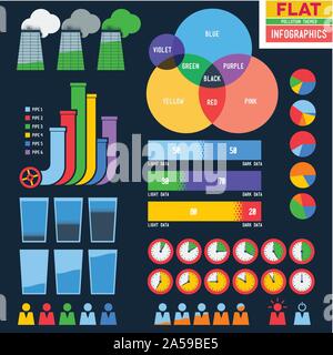 Flache Infografik Symbole mit Rohren Stock Vektor
