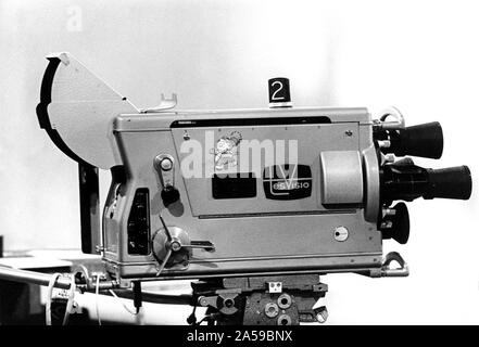 Tesvisio 1957-1965, der erste Fernsehsender in Finnland. Marconi merkkinen tv-Kamera. Stockfoto