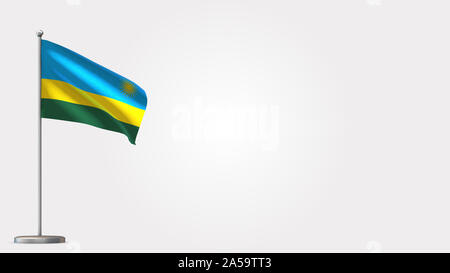 Niger 3D wehende Flagge Abbildung auf der Fahnenstange. Perfekt für Hintergrund mit Platz auf der rechten Seite. Stockfoto