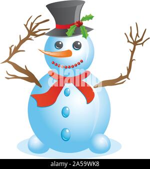 Süße frohe Weihnachten Schneemann auf weißem Hintergrund. Stock Vektor