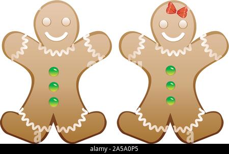 Weihnachten Cookie gerne Lebkuchen Junge und Mädchen. Stock Vektor