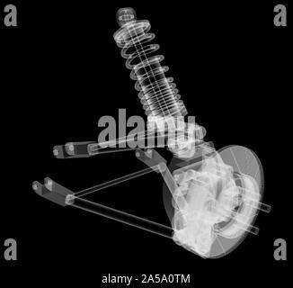 X-ray Auto Suspension und Bremsscheibe, 3D-Darstellung Stockfoto