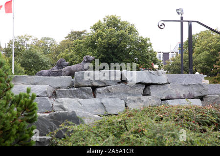 Neufundland und Labrador lebensgroße Bronzestatue in St John's Neufundland Stockfoto