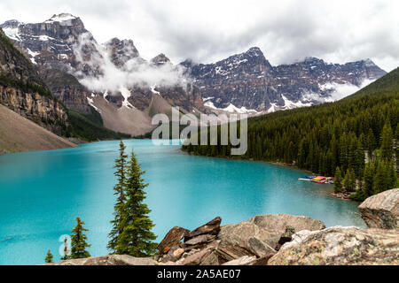 Moraine Lake in Kanada Stockfoto