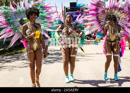 Parade der Carnival Bands in Miami Carnival für 2019; Ereignis war in Miami Dade County Fair und Expo Gelände am 13. Oktober 2019 statt Stockfoto