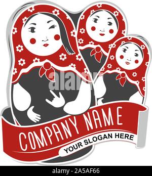 Logo russische Nestpuppe matryoshka. Vetor Illustration. Stock Vektor