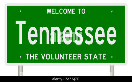 Rendering von einem grünen 3d Autobahn Zeichen für Tennessee Stockfoto