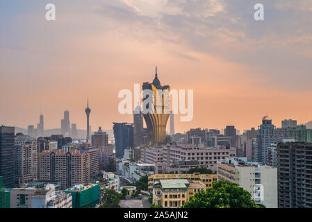Stadtbild von Macau, China in der Dämmerung Stockfoto
