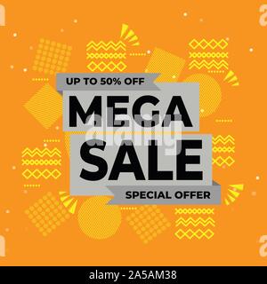 Verkauf banner Template Design, Mega Verkauf Angebot. Vector Illustration. Stock Vektor