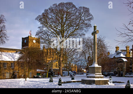Hexham Abbey im Winter, Hexham, Northumberland, England, Vereinigtes Königreich Stockfoto