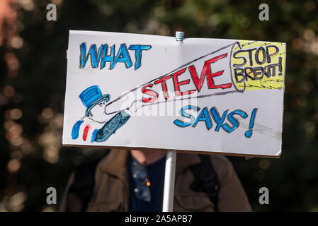 Die Abstimmung März. Eine riesige. März findet in London von pro-Europäische Union Fraktionen gegen die drohende Brexit deal protestieren unter der allgemeinen Überschrift zusammen für das letzte Wort. Dieses Datum wurde gewählt, mit der Benn Handeln Termin für die Zeit des Parlaments übereinstimmen müssen auf dem Brexit Abkommen zu stimmen. Das Parlament ist derzeit sitzen. Steve Bray Referenz Plakat Stockfoto