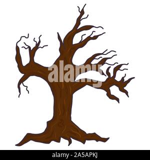 Gruselige baum Cartoon Illustration. Vector Graphic Elements. Halloween Party. Urlaub Karte. Flachbild-Symbol. Stock Vektor
