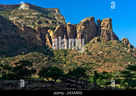 Gheralta Berge, nördlichen Teil des Ostafrikanischen Rift Valley, Hawzien, Tigray, Äthiopien Stockfoto