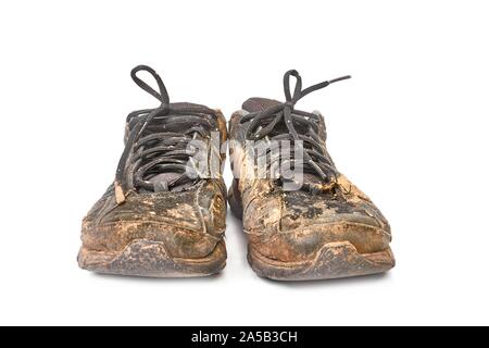 Dreckig, schlammigen Schuhen Stockfoto