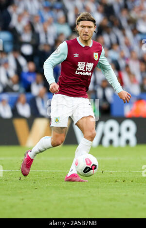 LEICESTER, ENGLAND 19. Oktober. Burnley ist Jeff Hendrick in der zweiten Hälfte der Premier League Match zwischen Leicester City und Burnley für die King Power Stadion, Leicester am Samstag, den 19. Oktober 2019. (Credit: John cripps | MI Nachrichten) das Fotografieren dürfen nur für Zeitung und/oder Zeitschrift redaktionelle Zwecke verwendet werden, eine Lizenz für die gewerbliche Nutzung Kreditkarte erforderlich: MI Nachrichten & Sport/Alamy leben Nachrichten Stockfoto