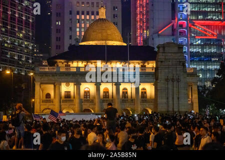 Hong Kong. 14 Okt, 2019: Mehr als 130.000 Demonstranten versammelten sich zu einer friedlichen Kundgebung in Central District, Hongkong. Aufruf an die USA die Ho zu übergeben Stockfoto