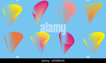 Abstrakte helles Magenta und Zitrone Spiralen auf Baby Blue Stockfoto