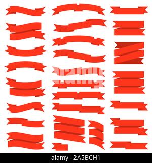 Red Ribbons und Banner Stock Vektor