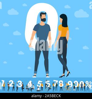 Große null Nummer. Weiße Zahlen Abbildung mit jungen Menschen. Stock Vektor