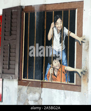 Street Art in Georgetown, Penang, Malaysia. Stockfoto