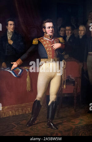 Die Abdankung von Bernardo O'Higgins (Bernardo O'Higgins Riquelme: 1778-1842) von Manuel Antoni Caro, Öl auf Leinwand, 1875. O'Higgins war eine Chilenische Unabhängigkeit Führer, Chile von der spanischen Herrschaft in den chilenischen Unabhängigkeitskrieg befreit. Stockfoto