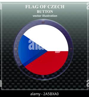 Helle transparenter Button mit Flagge der Tschechischen Republik. Glücklich der Tschechischen Tag drücken. Helle Banner mit Flagge. Stock Vektor