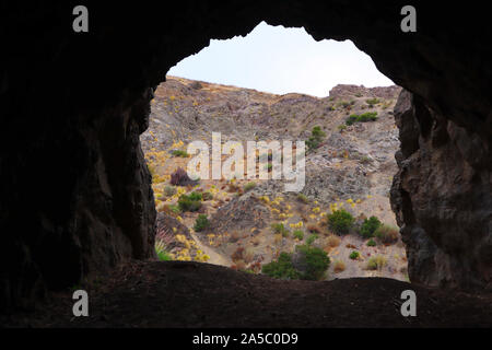 Los Angeles, die bathöhle in Bronson Canyon/Höhlen, Abschnitt der Griffith Park, Standort für viele Film- und TV-Show entfernt Stockfoto