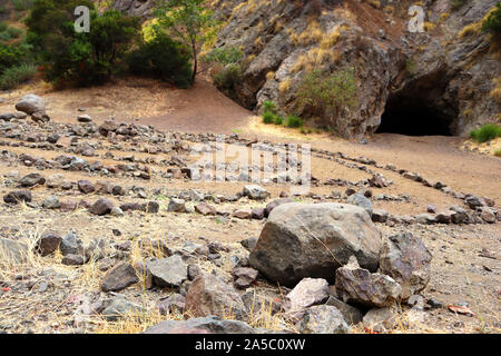 Los Angeles, die bathöhle in Bronson Canyon/Höhlen, Abschnitt der Griffith Park, Standort für viele Film- und TV-Show entfernt Stockfoto