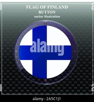 Transparenter Button mit Fahne von Finnland. Bunte Illustrationen mit Fahne für Web Design. Abbildung mit Flagge. Stock Vektor
